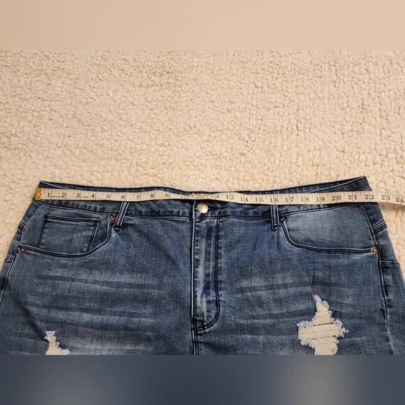 Hybrid Distressed Denim Jean Shorts Medium Wash Rips Plus Size Casual Summer 24 - Picture 5 of 6